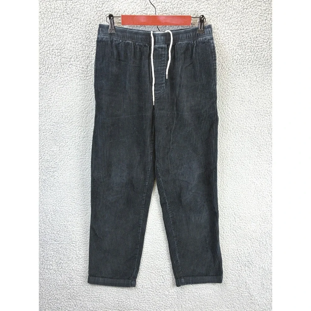 Urban Outfitters Corduroy Drawstring Pants Mens S Black Elastic Waist Casual